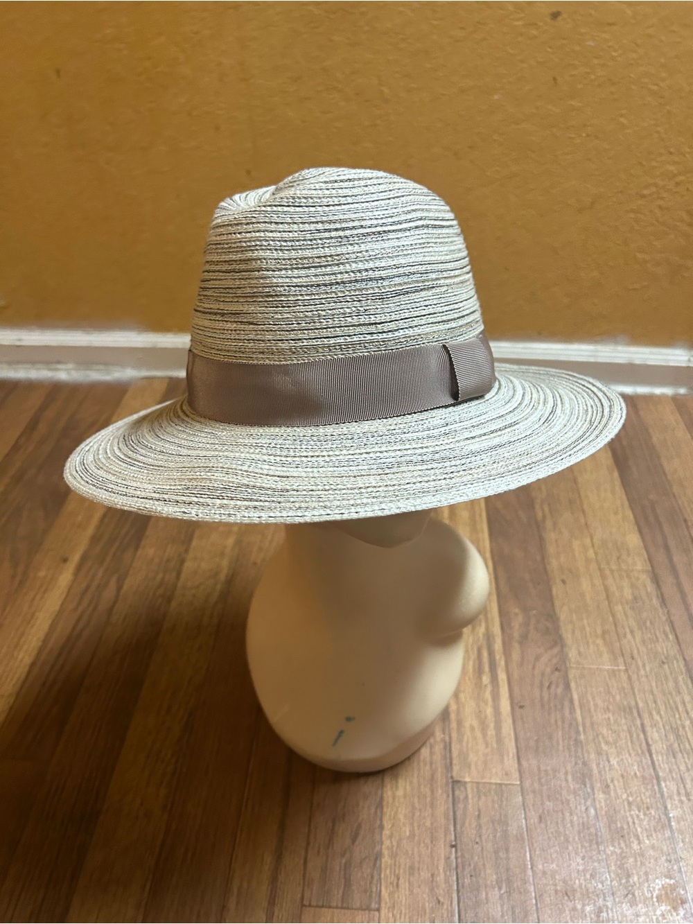 Carkella Natural Straw Fedora with Taupe Band
